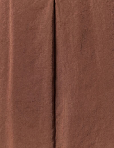 Robe bretelle col v fluide marron fonc&eacute; femme