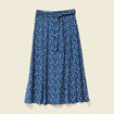 Jupe longue évasée bleu femme