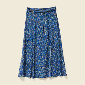 Jupe longue évasée bleu femme