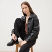 Blouson oversize manches longues noir femme