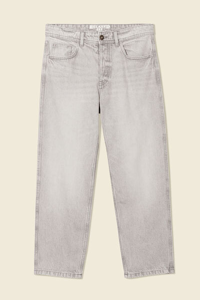Jeans relaxed 5 poches denim snow gris homme