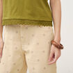 T-shirt droit col rond manches courtes vert kaki femme