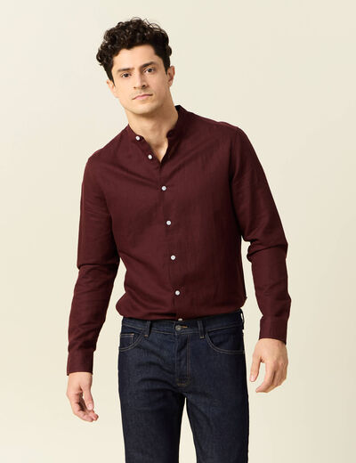Chemise manches longues bordeaux homme