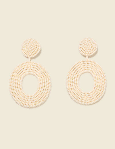 Boucles d'oreilles pendantes ecru femme