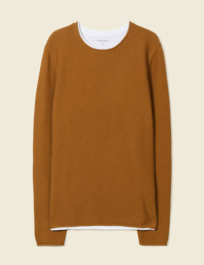 Pull manches longues marron homme