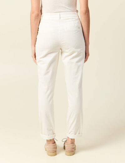 Pantalon large 7/8&egrave;me taille haute ecru femme