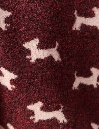 Pull de no&euml;l col rond manches longues prune femme
