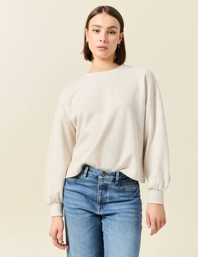 Sweat manches longues oversize creme femme