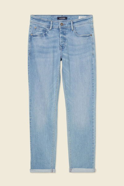 Jeans girlfriend taille haute denim stone femme