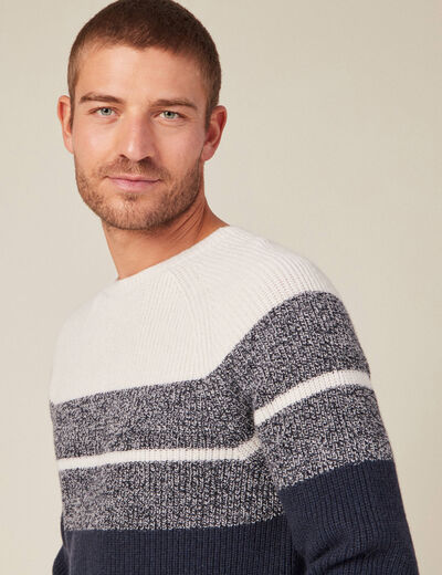 Pull manches longues fabriqué en France ecru homme