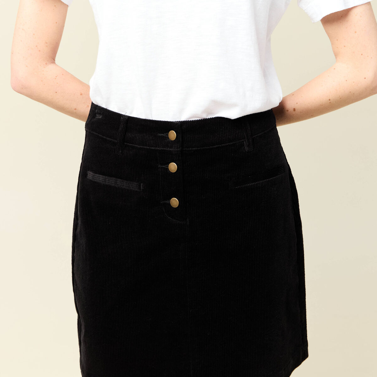 Jupe droite velours noir femme