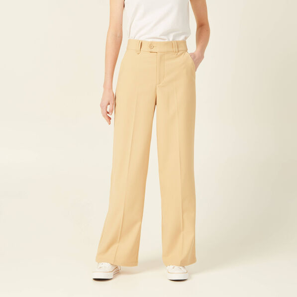 Pantalon city large à pinces beige femme