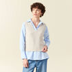 Pull sans manches col en V creme femme