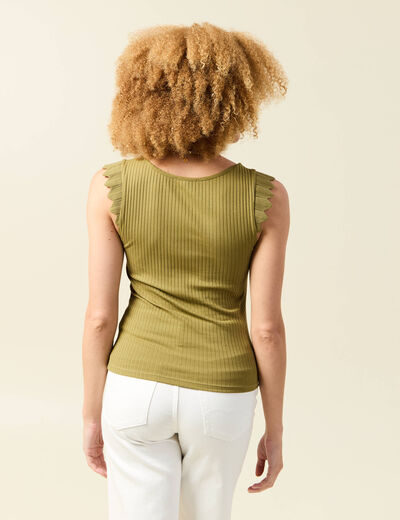 Débardeur bretelles larges vert kaki femme
