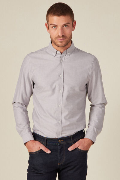 Chemise manches longues gris foncé homme