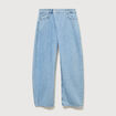 Jeans wide leg cropped taille bascul&eacute;e bleu ciel femme