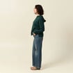 Sweat &agrave; capuche manches longues vert fonc&eacute; femme
