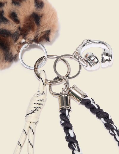 Porte-cl&eacute;s avec mousqueton multicolore femme