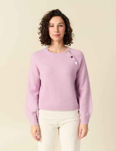 Pull manches longues col rond mauve femme