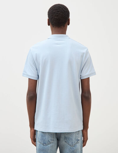 Polo cintr&eacute; en coton manches courtes bleu ciel homme