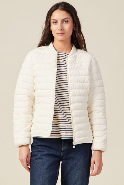 Doudoune droite zippée ecru femme