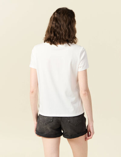 T-shirt manches courtes ecru femme