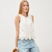 Gilet sans manches col rond ecru femme