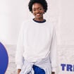 Sweat droit col rond manches longues blanc femme