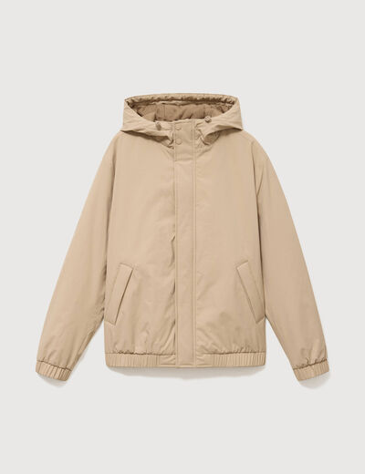 Parka coupe r&eacute;guli&egrave;re &agrave; capuche beige homme