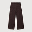 Jeans large cropped taille haute marron chocolat femme