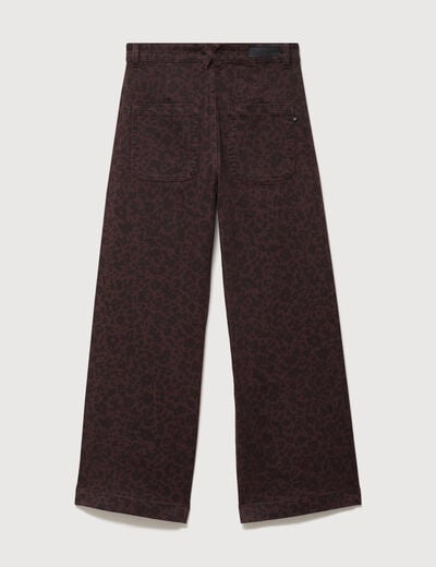 Jeans large cropped taille haute marron chocolat femme