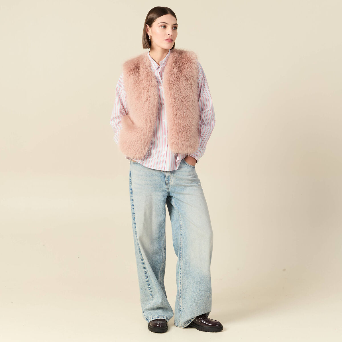 Chemise oversize en coton bleu ciel femme