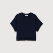 Pull oversize col rond manches courtes bleu marine femme