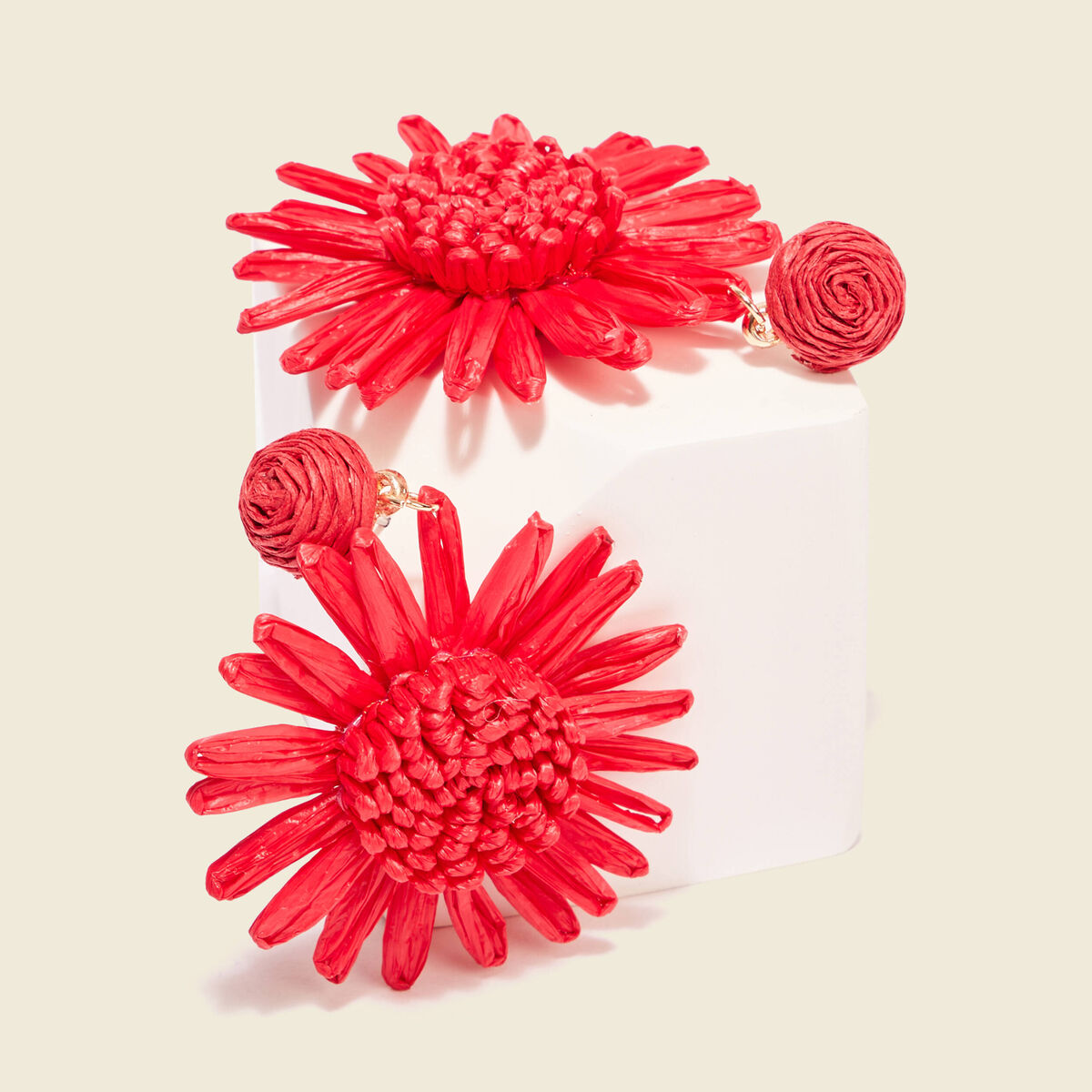 Boucles d'oreilles pendantes rouge femme