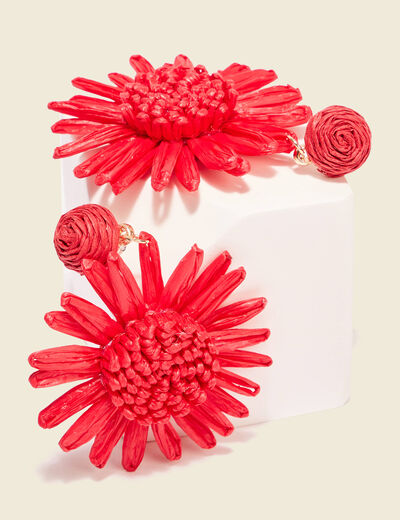 Boucles d'oreilles pendantes rouge femme