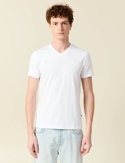 T-shirt col V homme Instinct blanc homme