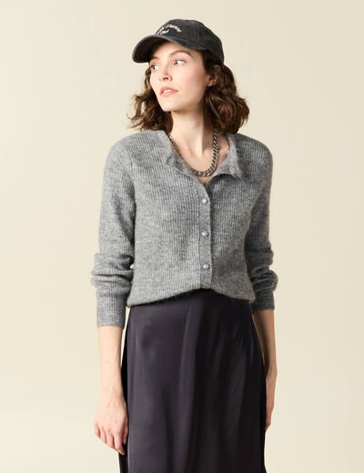 Gilet manches longues gris clair femme