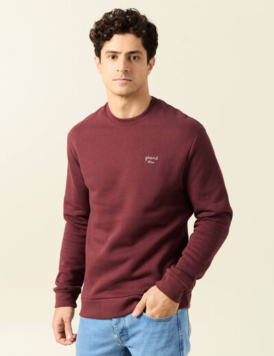 Sweat manches longues rouge foncé homme