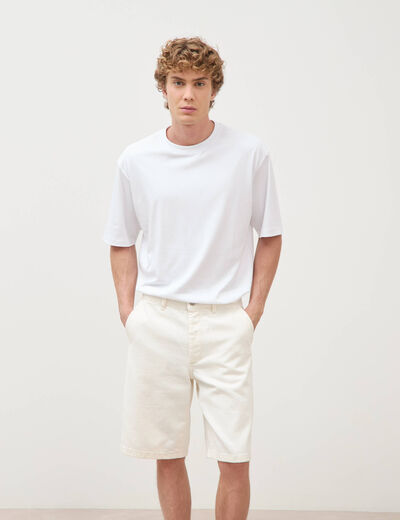 Bermuda en jean coton denim blanc homme