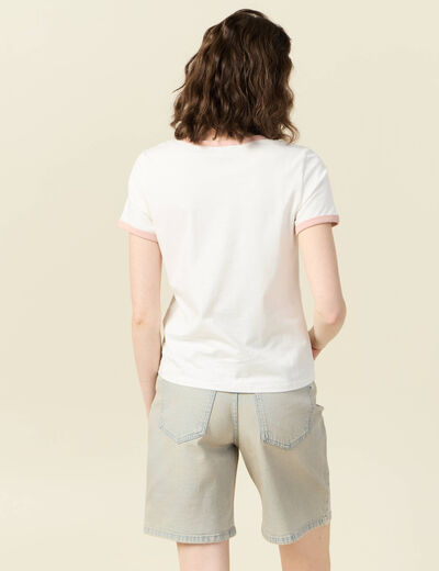 T-shirt manches courtes ivoire femme