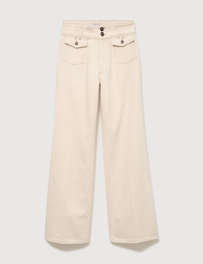 Jeans bootcut taille haute denim blanc femme
