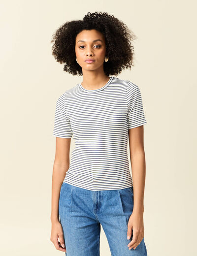 T-shirt manches courtes bleu femme