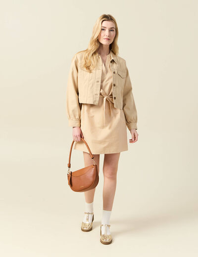 Robe droite ceinturée jaune femme