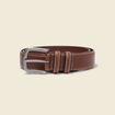 Ceinture large en cuir marron homme