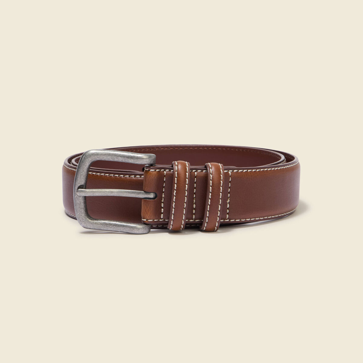 Ceinture large en cuir marron homme