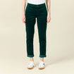 Pantalon chino velours côtelé vert canard femme