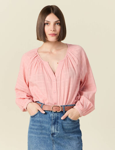 Blouse manches longues rose femme