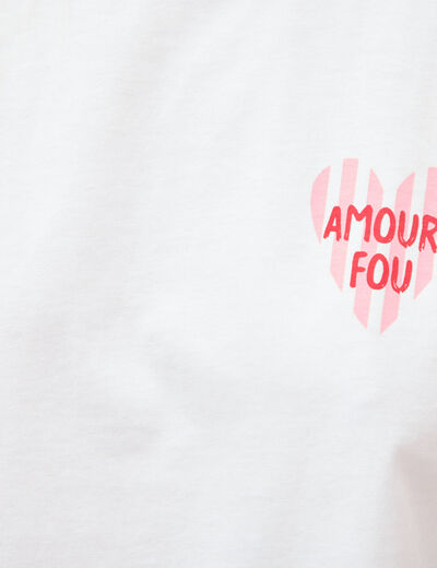 T-shirt droit col rond manches courtes blanc femme