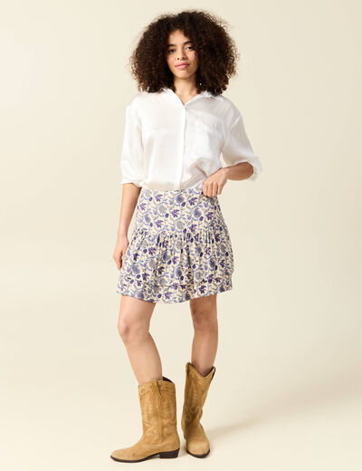 Jupe longue imprimée bleu femme