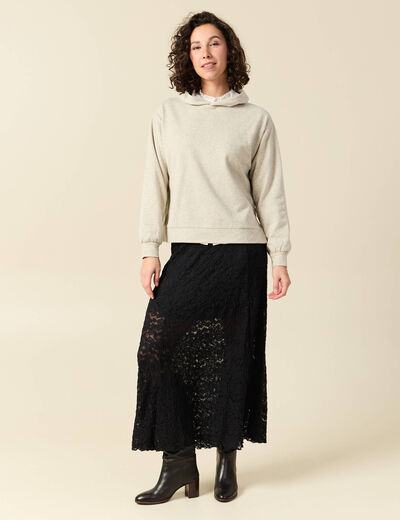 Jupe longue &eacute;vas&eacute;e doubl&eacute;e noir femme